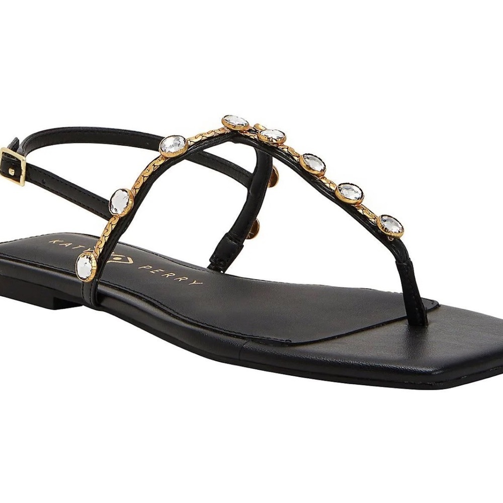 Katy Perry the camie gemstone sandals black gold 9.5M new in box